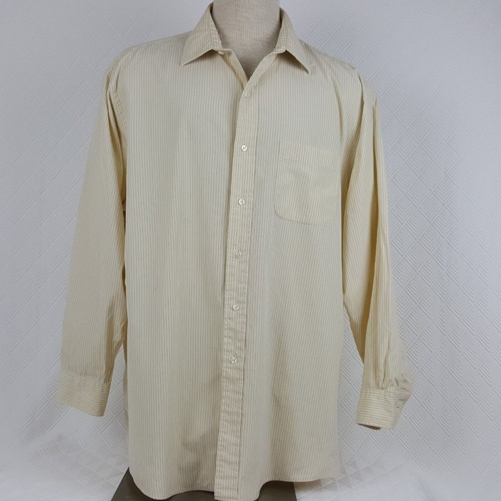 Brooks Brothers Men's Dress Shirt Long Sleeve Yellow Striped Size XL 17 1/2 -4